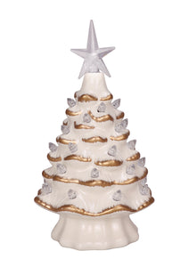 7.5" Ivory and Gold Ceramic Tree